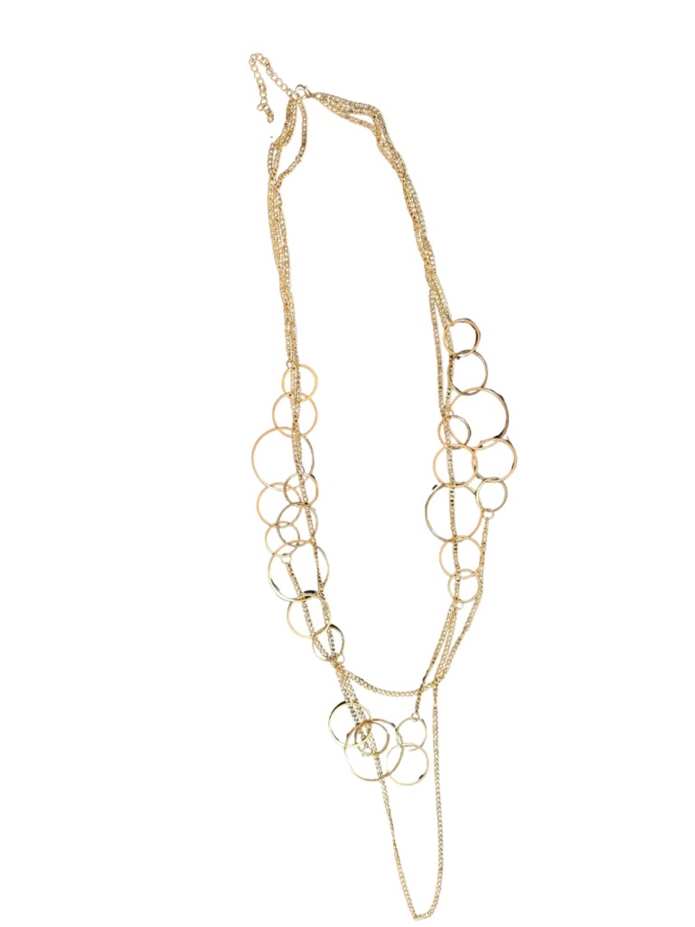 Gold Multi-Chain Circle Pendant Necklace - Women Jewelry